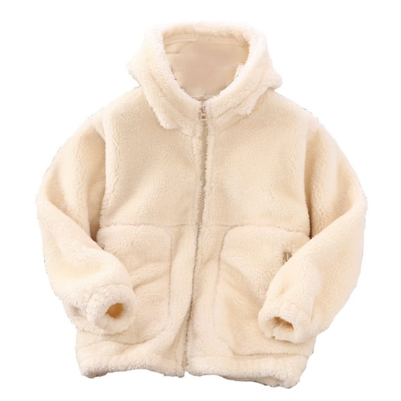 Utlike Toddler Boys Jacket Kids Long Sleeve Winter Solid Color Colour Zippered Hoodie Coat Jacket Thicken Warm Outwear Boys Daily Wear Jackets Softness Size 4 Years-5 Years