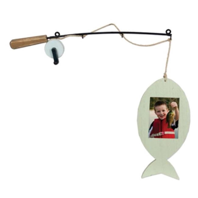 Youngs 20078 3 x 4 in. Wood Wall Hanging Fish Photo Frame with Fishing