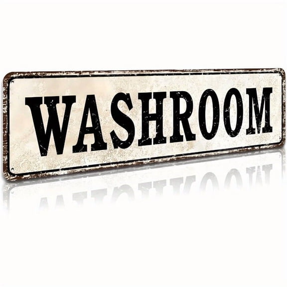 Vintage Metal "Washroom" Sign - 4"x16" Rustic Wall Decor for Home, Pub, or Bathroom - Easy to Hang, Bathroom Wall Decor | Rustic Metal Sign | Distressed Finish, Bathroom Decor