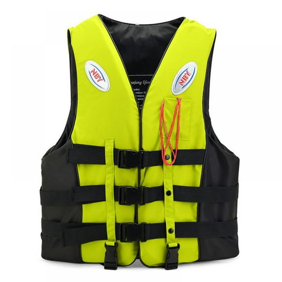 Life Vest for Children Adult-Professional Reflective Adjustable Waistcoat Jacket with Whistle Belt for Swimming