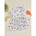 thumbnail image 2 of Suealasg Toddler Girls Summer Casual Dress Fly Sleeve Crew Neck Chicken Print Dress 6M 1T 2T 3T 4T Kids Baby Girls Farm Clothes, 2 of 8