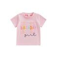 thumbnail image 1 of Gupgi T-Shirts d'Anniversaire pour Bébé Fille, Imprimé Lettre, Col Rond, Manches Courtes, Tops d'Été, 1 of 8