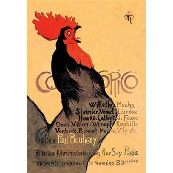 Bentley Global Arts PDX342443SMALL Cocorico 1899 Poster Print by Theophile Alexandre Steinlen, 12 x 18 - Small