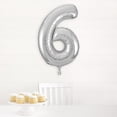 thumbnail image 3 of Unique Industries Foil Big Number 6 Shaped 34" Silver Solid Print Party Balloon, 3 of 4