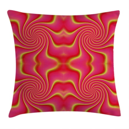 Art Deco Figural - Spires Decor Throw Pillow Cushion Cover, Digital Pop Art Produced Figural Expanding Shady Lines and Nested Shape Design, Decorative Square Accent Pillow Case, 20 X 20 Inches, Red Yellow, by Ambesonne