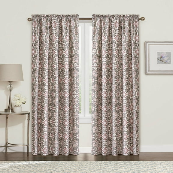 Home Soft Things Printed Microfiber Curtain - Coventry 2 Piece Set - LT Purple - Lavender - 60" x 84"