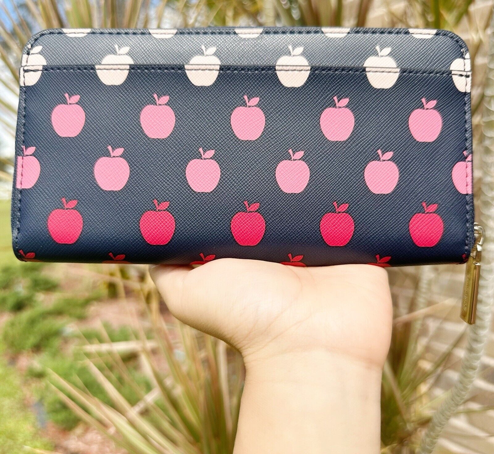 Kate Spade New York Women s Staci Large Zip Around Continental Wallet with Apple Print Multi Walmart