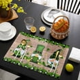 thumbnail image 3 of St. Patrick's Day Placemats Set of 4, Green Shamrocks Gnomes Gold Coin Wood Placemats for Dining Table, Place Mats for Kitchen Tabletop, Waterproof Wipeable Dining Table Mats Set, 3 of 9