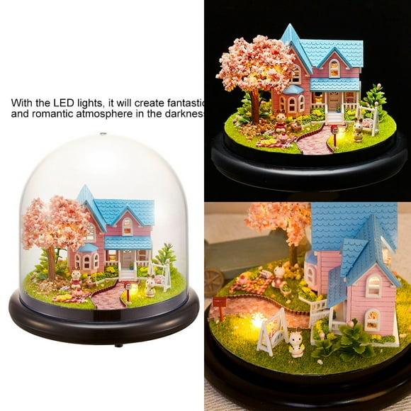 DIY Doll House Box, DIY Wooden House Kit, DIY Handcraft Buildings Mini House Kit With LED Lights Christmas Birthday Gifts For Home Decor