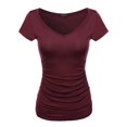 thumbnail image 1 of FashionOutfit Women's Cap Sleeve Scoop Neck Shirred Tee, 1 of 3