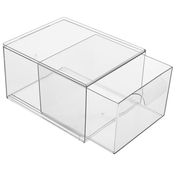 Hemoton Stackable Makeup Organizer Acrylic Bathroom Organizer Cosmetics Storage Drawers Clear Drawer Storage Bins For Vanity Undersink Cabinets Pantry