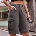 thumbnail image 4 of Y2k pantalones cortos de mezclilla para mujer, verde militar, Retro, verano, bolsillos grandes, pantalones vaqueros Cargo, pantalones cortos de moda urbana para ciclismo, 4 of 5