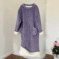 thumbnail image 5 of Antinious Womens Nightdress Solid Long Sleeve Long Sleepdress Warm With 2 Pockets,Winter Pajamas Dress for Women,Nightgowns for Women,Purple,S, 5 of 5