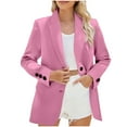 thumbnail image 2 of Dgankt Blazers for Women Casual Solid Color Button Pocket Long Sleeved Turndown Collar Suit Jacket,Size S-3XL, 2 of 4