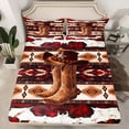 thumbnail image 2 of Castle Fairy Vintage Tribal Aztec Queen Sheet Sets,Western Boots Hat Bed Set, 2 of 7
