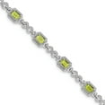 thumbnail image 4 of 925 Sterling Silver Rhodium-plated Diamond and Peridot Bracelet, 4 of 6