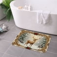thumbnail image 3 of FJPT Non Slip Flannel Polyester Floor Mat Christmas Deer Design With Snowflakes And Holly For Bathroom Kitchen Bedroom Decor 16x24 inch, 3 of 5