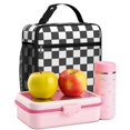 thumbnail image 6 of Black and White Checkered Pattern Insulated Lunch Bag Teens,Lunch Box for Men Women for Work,Picnic or Travel,10.2x9.5x4.3 Inches,8 Can Capacity, 6 of 6