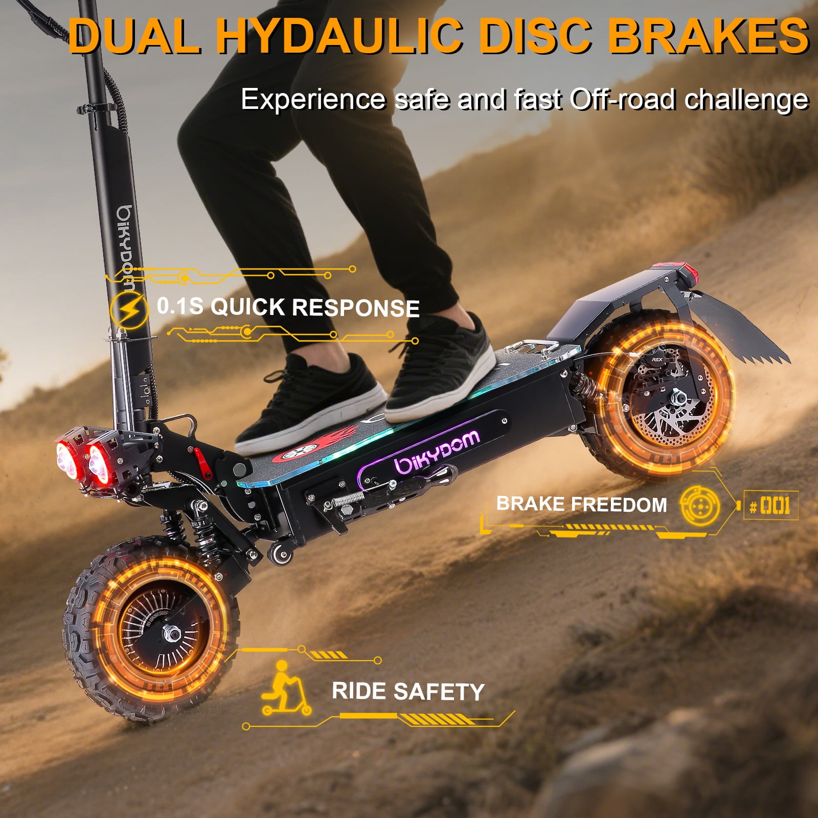 Bikydom 5600W Electric Scooter for Adult with Seat, NFC-enabled Keyless Start, 50 mph 48 Miles Range, Fast Sport Foldable E-Scooter Max Load 440lbs