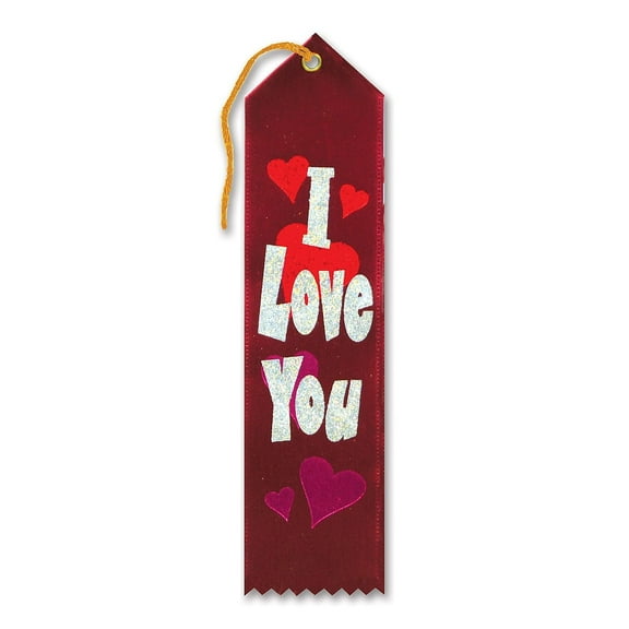 Beistle 2" x 8" I Love You Award Ribbon Red/Pink 9/Pack AR095