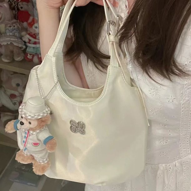 Bolso bandolera para mujer Bolso bandolera de nailon de gran capacidad (Blanco)
