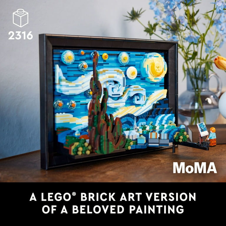 LEGO Ideas Vincent Van Gogh The Starry Night Unique 3D Wall Art for Home Decor or Table Display with Artist Minifigure Creative Building Craft for