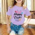 thumbnail image 2 of MIASHUI T-Shirt Garçon Drôle Imprimé Lapin de Pâques Manches Courtes pour Filles, Violet, 8-9 Ans, 2 of 4