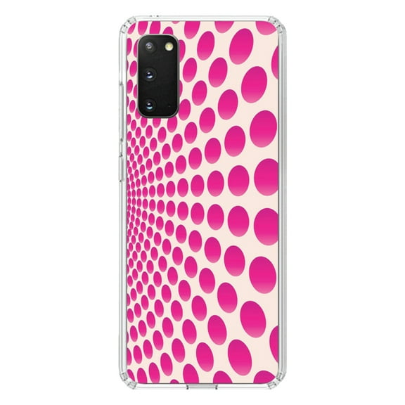 DistinctInk Clear Shockproof Hybrid Case for Galaxy S20 PLUS / 5G (6.7" Screen) - TPU Bumper, Acrylic Back, Tempered Glass Screen Protector - Hot Pink Polka Dots Swirl