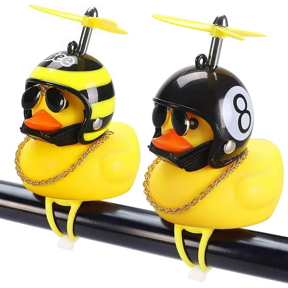 G Need Deep Black Yellow Duck Bike Bell, Bike Horn for Kids, Yellow Rubber Bike Accessories with LED Light - Compatible with Kids, Toddlers, Toddlers