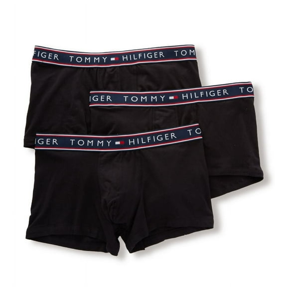 Men's Tommy Hilfiger 09T3351 Essentials Cotton Stretch Trunks - 3 Pack (Black S)