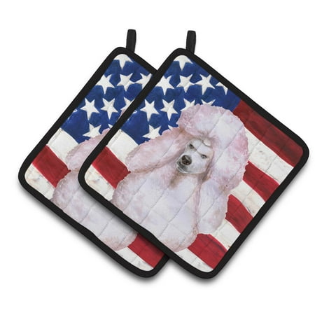 

Caroline s Treasures White Standard Poodle Patriotic Pair of Pot Holders