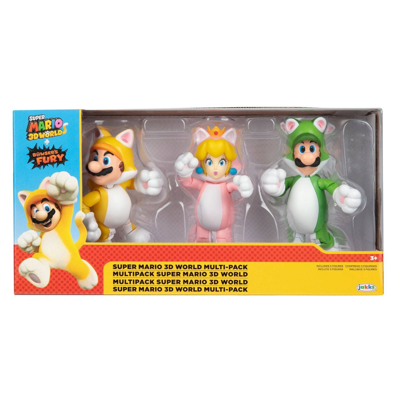 Super Mario 3D World Multi Pack Browsers Fury Toy Cat Mario Peach Luigi  Figure 