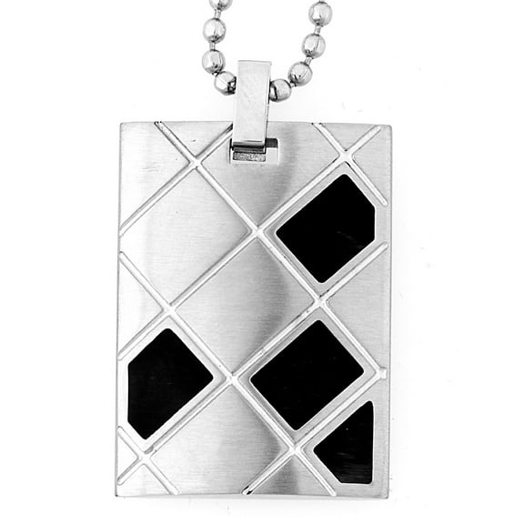 West Coast Jewelry Geometric Dog Tag Two Tone Steel Necklace
