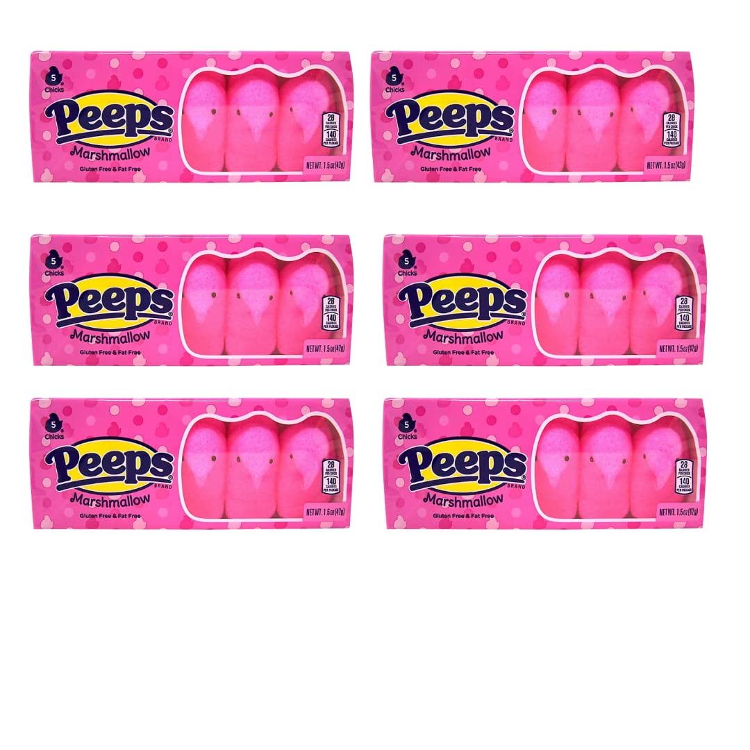 BCL Easter Peeps Marshmallow Pink Chicks Easter Candy (Pack of 6