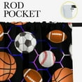 thumbnail image 5 of Boys Sports Ball Window Curtains for Bedroom Football Soccer Basketball Colorful Neon Lights Rod Pocket Window Curtain for Bedroom or Living Room W63 x L63 Inch, 5 of 5