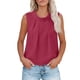 thumbnail image 1 of Tops Casuales sin Mangas para las Mujeres Color Sólido Cuello Redondo Plisado Blusa sin Espalda, Tops de Color Sólido para las Mujeres Respirable Primavera Verano Diario, 1 of 8
