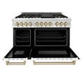 thumbnail image 3 of ZLINE Autograph Edition 48 in. 6.0 cu. ft. Legacy Dual Fuel Range with 7 Burner Gas Cooktop and 2 Electric Ovens in Stainless Steel with White Matte Doors and Matte Black Accents (RAZ-WM-48-MB), 3 of 5