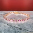thumbnail image 3 of 925 Silver Lab Pink Sapphire With White Zircon Round Tennis Bracelet,14K Gold Lab Sapphire Bracelet Lab Sapphire Bracelet,Valantine Tennis, 3 of 3