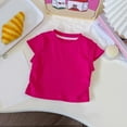 thumbnail image 4 of Gubotare T Shirts for Girls Trendy Girls' Basic Short Puff Sleeve Round Neck T-Shirt Size 4T 5T (Hot Pink,4-5 Years), 4 of 4