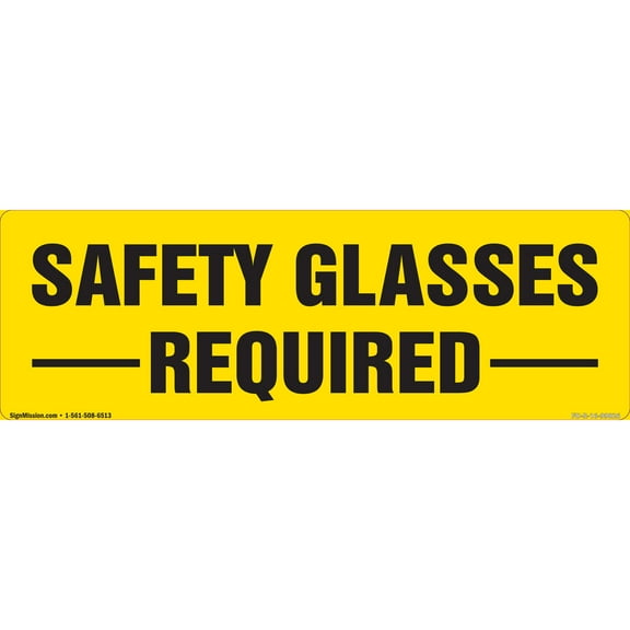 Safety Glasses Required Non-Slip Floor Marker | 6 Pack of 6" X 18" Vinyl Decal | Protect Your Business, Work Place & Customers |  Made in The USA