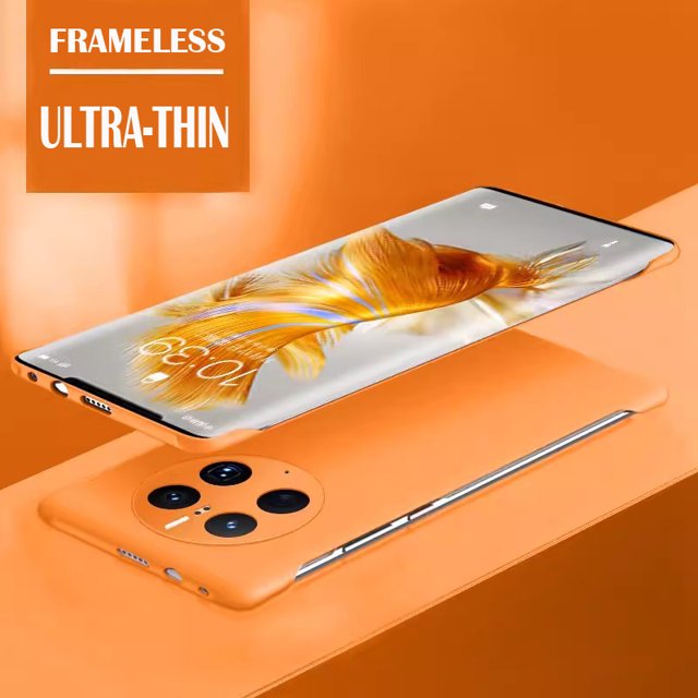 Solid Candy Color Frameless Hard PC Back Cover Case For Huawei Mate 60 50 40 30 Pro ShockProof Ultra Thin Cases Orange Mate 50 Pro