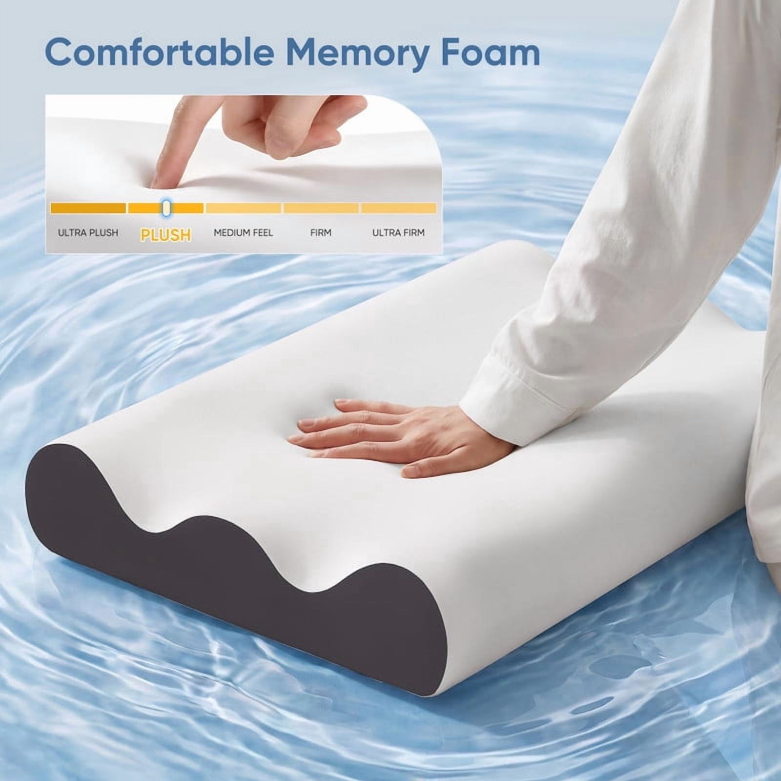 Kelno Memory Foam Pillow Ergonomic Cervical Contour Support with Dual Height Breathable Cooling Washable Cover for Side, Gray