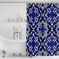 thumbnail image 4 of Blue Boho Floral,Waterproof Fabric Shower Curtain,Abstract Oriental Bohemian Flower Waterproof Fabric Shower Curtain for Bathroom Curtains Bathtubs Hotel Shower Curtains with 12 Hooks Small 36x72in, 4 of 8