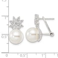 thumbnail image 3 of Finest Gold Sterling Silver Imitation Shell Pearl & CZ Floral Omega Back Earrings, 3 of 3