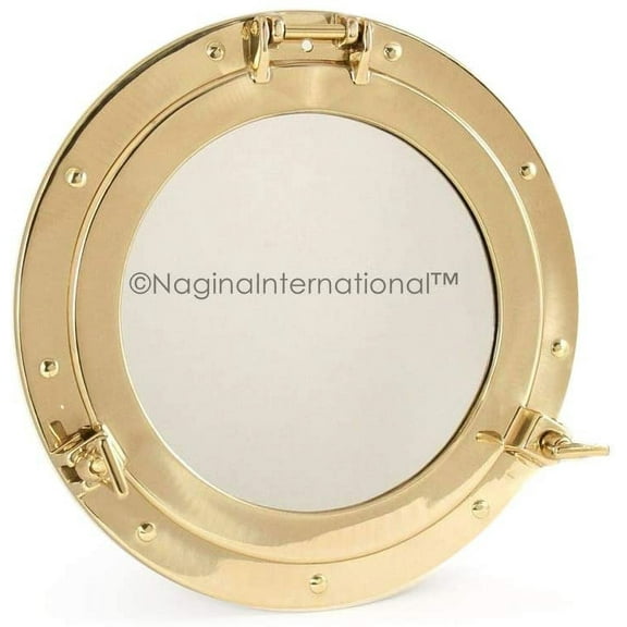Nagina International Brass Polished Port Hole Mirror (15 Inches)