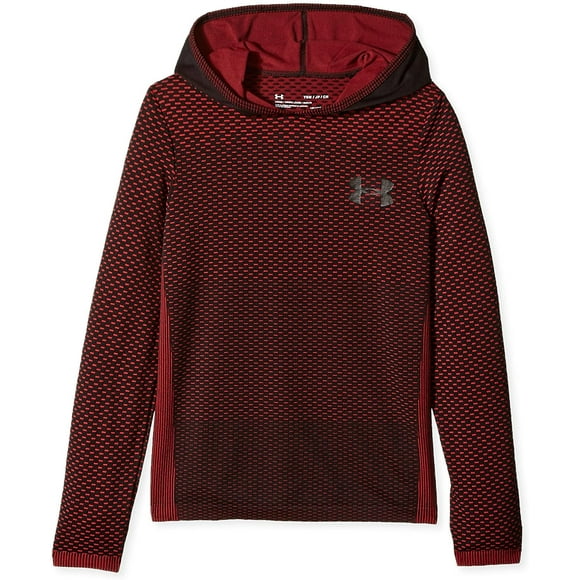 Under Armour Boys Seamless Hoodie, Red (600)/Black, Youth X-Small