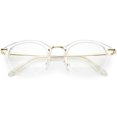 thumbnail image 1 of Classic Horn Rimmed Round Eyeglasses Thin Metal Arms Clear Lens 47mm (Clear / Clear), 1 of 4