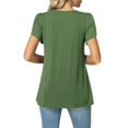 thumbnail image 4 of JUNWELL Blouses d'Été Tendance pour Femmes Col Carré Manches Courtes Tunique Décontractée Couleur Unie Plissée Évasée Bleu m, 4 of 6
