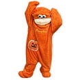 thumbnail image 3 of Halloween Pumpkin Onesie Adult and Kids Plush Fleece Hooded Funny Cozy Pajamas Jumpsuit Thickened Casual Loungewear Outfits 140, 3 of 6