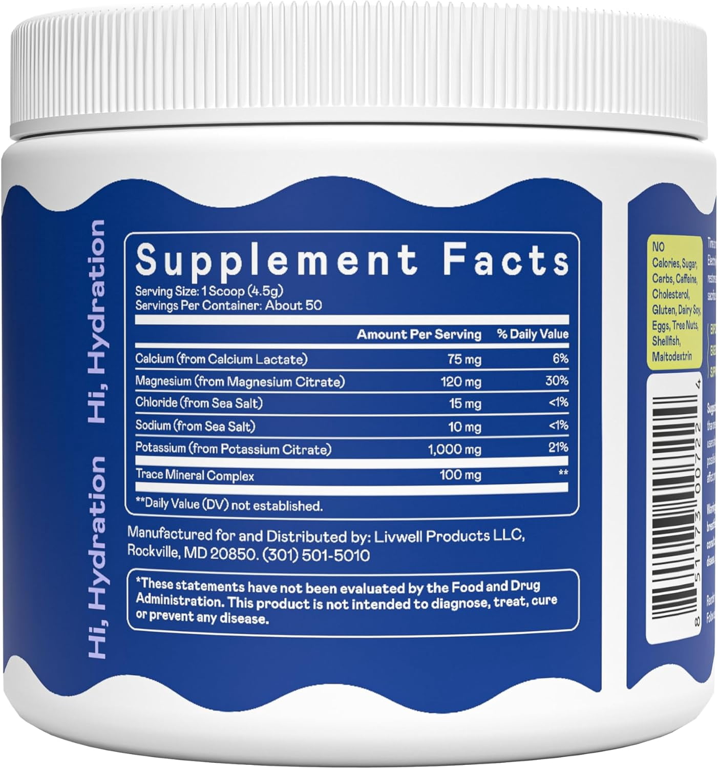 Hi-Lyte Keto K1000 Electrolyte Powder | Unflavored | Hydration Supplement Drink Mix | Boost Energy & Beat Leg Cramps | No Maltodextrin or Sugar | 50 Servings